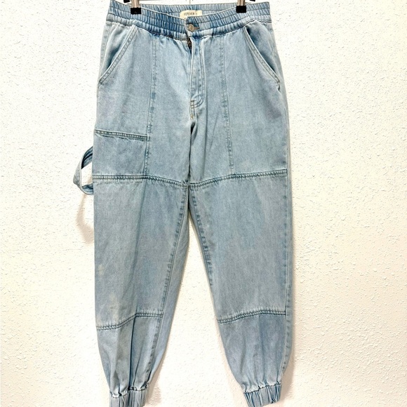 Forever 21 Light Blue Denim utility cargo Joggers M - Picture 4 of 6